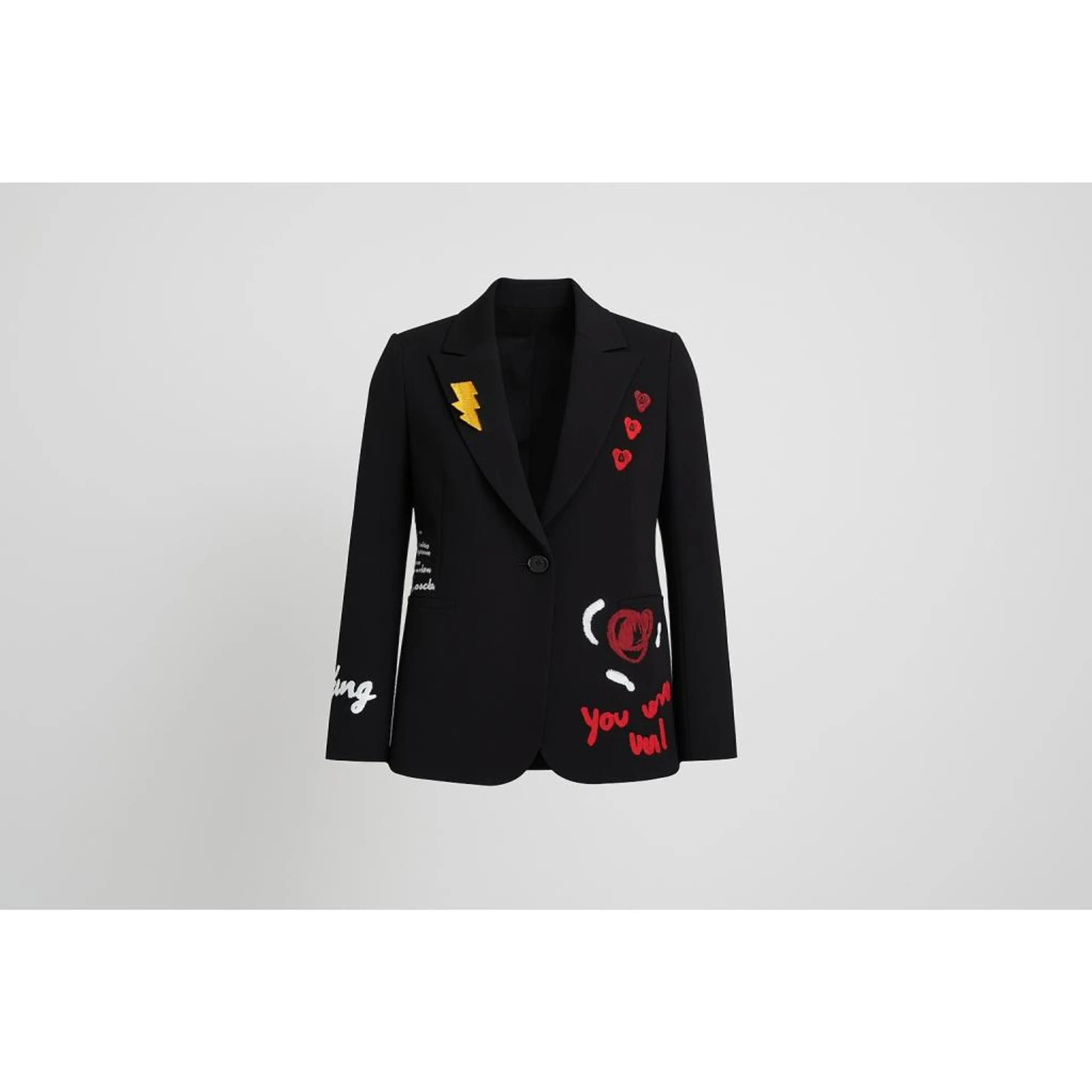Graphic Embroidered Blazer – Black